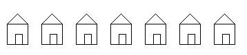 Row of stick-figure houses