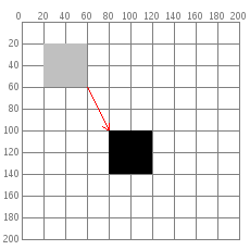 Black rectangle on gray numbered grid, moved